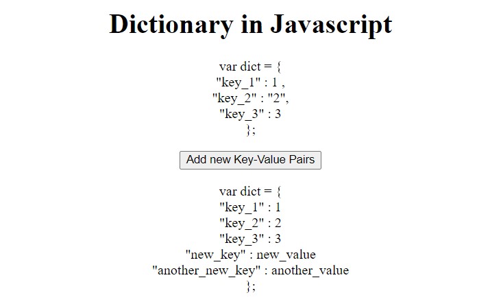 Javascript Get List Of Keys From Dictionary